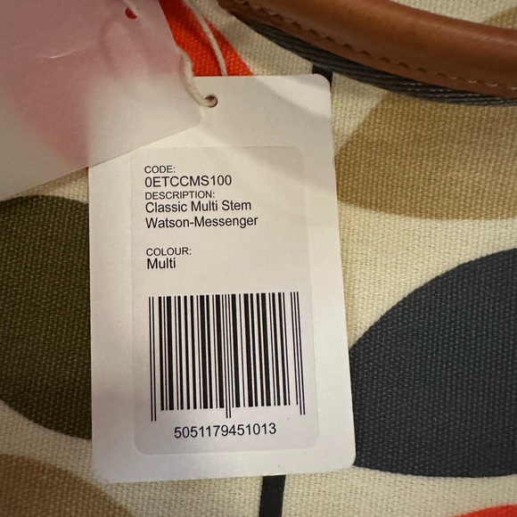 Orla Kiely Stem Print Tote in Cream, Orange, and Green. - Picture 4 of 8